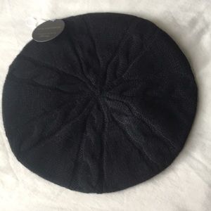 Wmns 100% Cashmere Cable Beret- Black